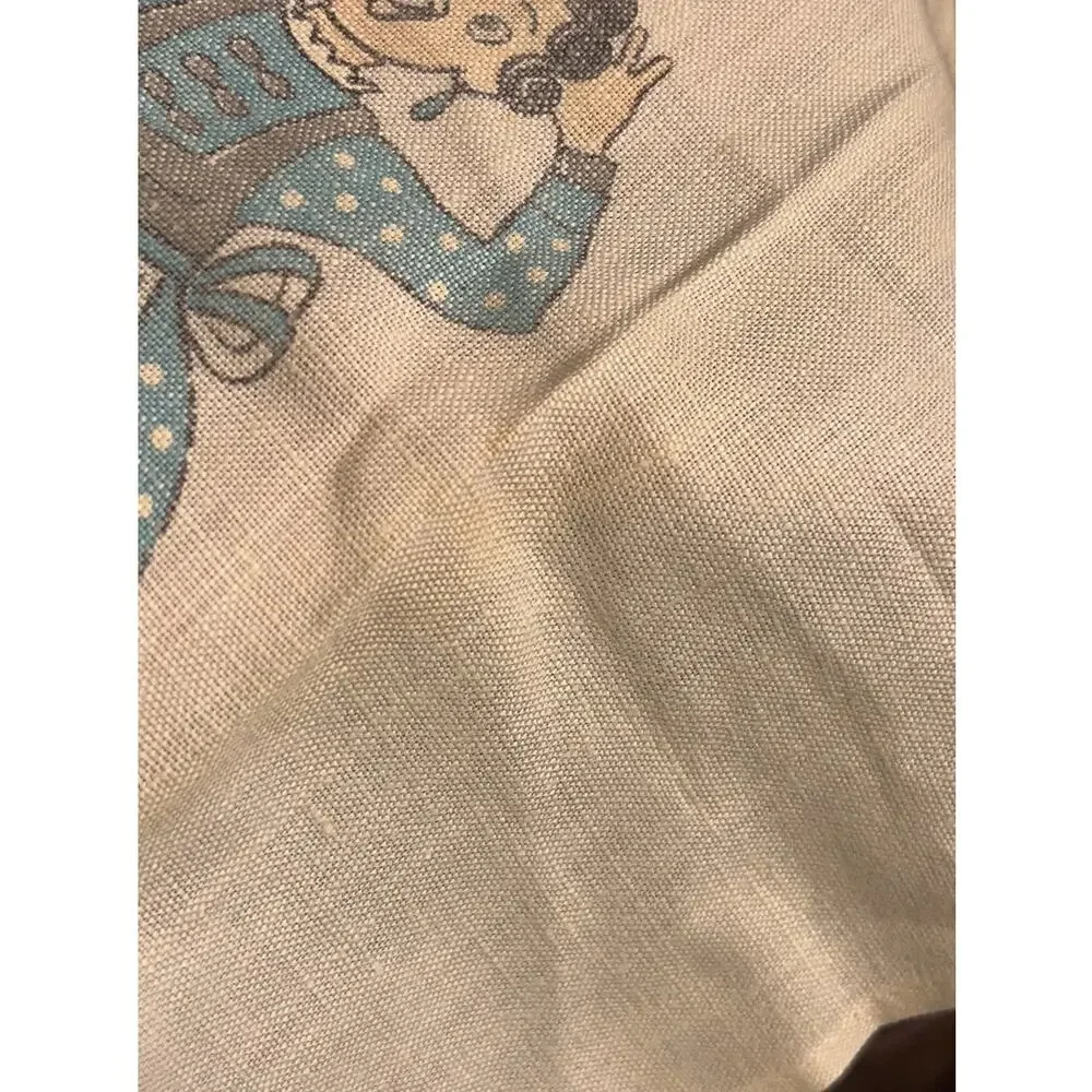 Vintage Lot of 2 Tea Kitchen Towel  - Look Ma No Hands - Off White / Blue